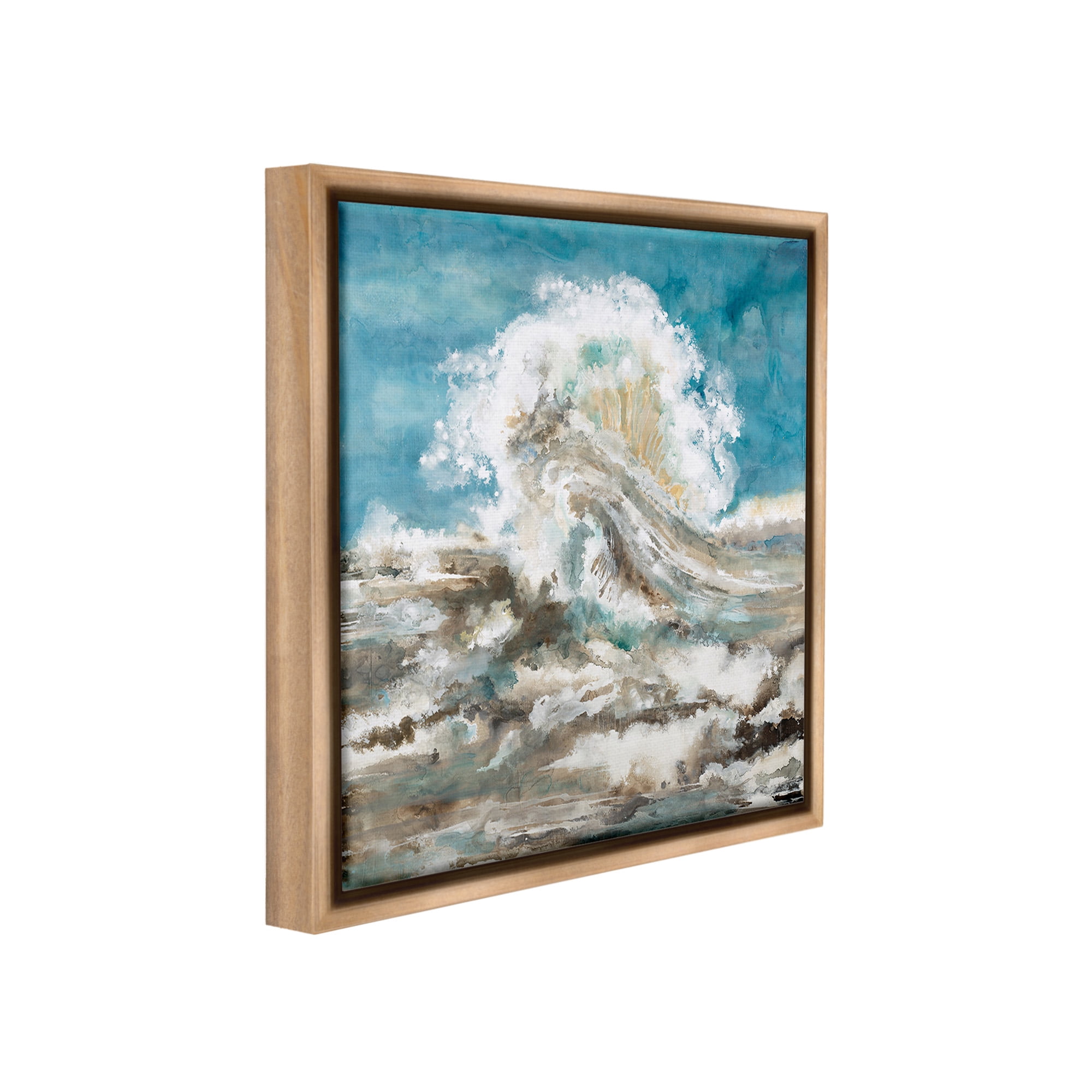 Stupell Industries Abstract Ocean Splash Abstract Painting Brown Floater Framed Canvas Art Print Wall Art, 18 x 18