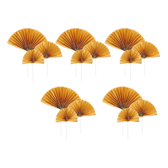 TABLZONE 15Pcs Plated Gold Fan Shaped Cake Toppers for Versatile Cake and Cupcake Decor