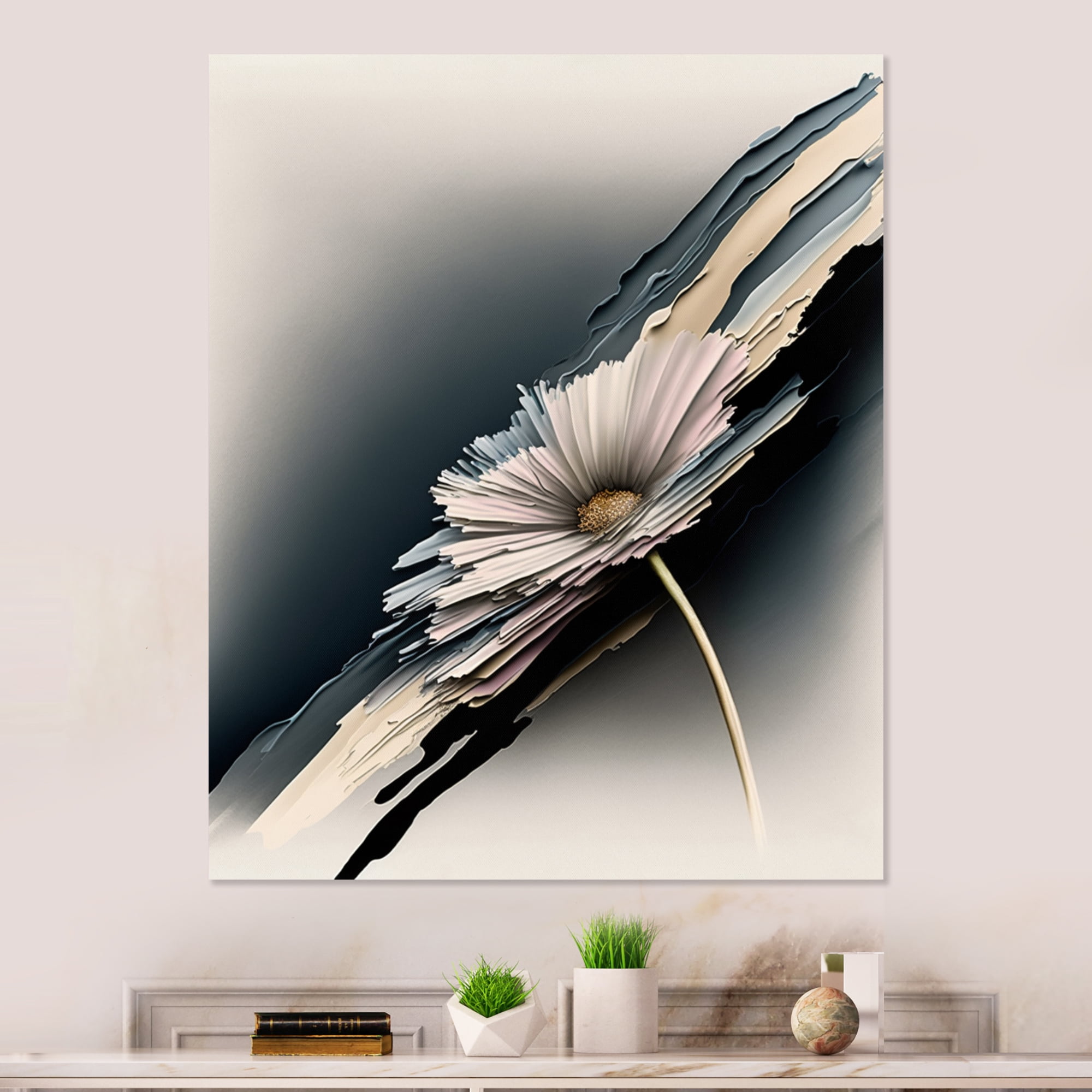 Designart White Gerber Flowers Hyperrealistic I Canvas Wall Art