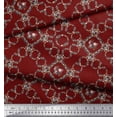 thumbnail image 2 of Soimoi Red Poly Georgette Fabric Floral Wreath Geometric Print Fabric by the Yard 52 Inch Wide, 2 of 5