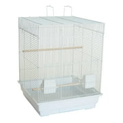 YML 3/8" Bar Spacing Flat Top Small Bird Cage with Large Swing Out Door and Bottom Tray - White