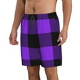 thumbnail image 2 of Disketp Men'S Swim Trunks Hawaiian Breathable Surf Beach Swimsuits Mesh Lining Beach Shorts With Pockets-Purple Buffalo Plaid, 2 of 9