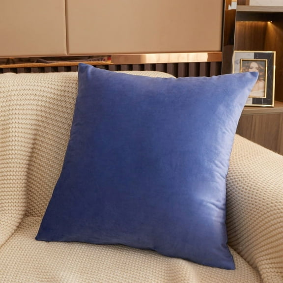 Knubmt Velvet Decorative Throw Pillow Covers, Solid Soft Square Cushion Cases for Couch Sofa Bed Home Car, Royal Blue, 18 x 18 Inches