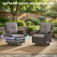 thumbnail image 4 of PARKWELL Outdoor Swivel Gliders Chair Set of 2, Patio Wicker High Back Swivel Rocker Lounge Chair with Gray Cushions for Balcony Deck, Brown Wicker, 4 of 10