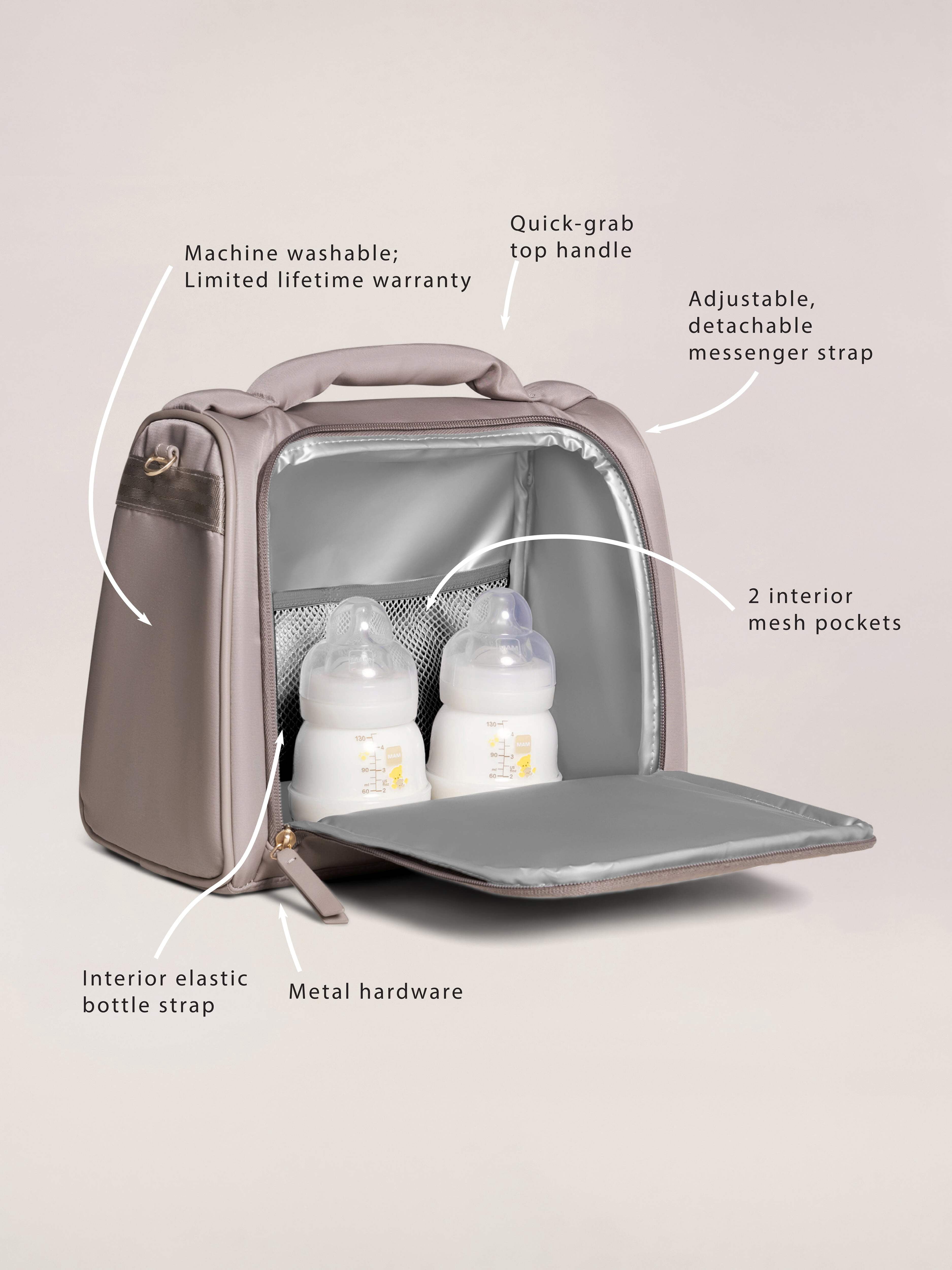 Open Box JuJuBe Signature Insulated Washable Lunch Bottle Bag - Taupe
