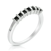Vir Jewels 0.35 CTTW Princess Cut Black Diamond Wedding Band .925 Sterling Silver Channel Female Adult