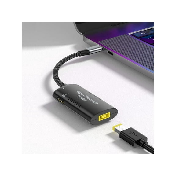 USB C Adapter, USB-C to Square Slim-Tip Adapter, 100W PD Fast Charging Converter with 3 USB Output Ports for Laptop, Matebook, Lenovo Thinkpad, MacBook, Chromebook, Phone and More Type C Devices