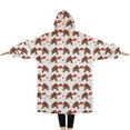 thumbnail image 2 of Oversized Wearable Blanket Hoodie,Brown Cartoon Bigfoot and Heart Pattern Sherpa Blanket Hoodie with Super Pockets,Super Warm Fuzzy Pullover for Women & Men, 2 of 6