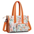 thumbnail image 2 of Teacher Tote Bag,Pioneer Flower Floral Print Pattern Teacher Utility Tote Bag,Large Work Tote Bags for Women with Multiple Pockets,Top Zipper Closure,13.8x10.6x6.7 Inch, 2 of 5