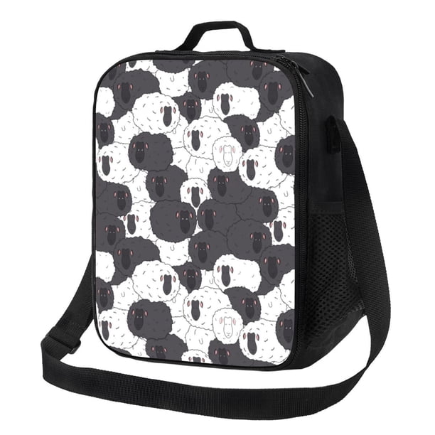 Disketp Black And White Sheeps Bolsa Térmica Estampada para Almuerzo, Lonchera para Hombres y Mujeres Adultos