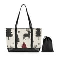 thumbnail image 7 of FORMRS Canvas Laptop Tote Bag for Women with 15.6" Computer Compartments Shoulder Handbag, Christmas Plaid Forest, 7 of 7