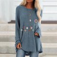 thumbnail image 5 of Tops con estampado de flores para mujer, Camiseta holgada de manga larga con cuello en V, ropa informal Vintage para mujer, camisetas que combinan con todo 2022, 5 of 5