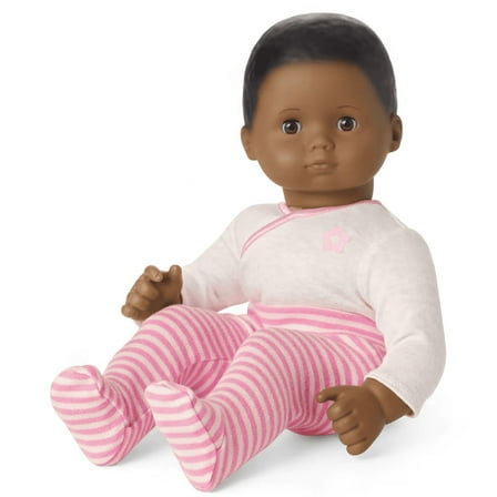 American Girl Bitty Baby #1 with deep Skin Brown Eyes Black Hair