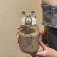 thumbnail image 3 of Botella de agua con estampado de dibujos animados de 500ml para niños, botella de agua con pajita de plástico escolar con tapa a prueba de fugas, vajilla portátil para acampar, 3 of 4