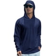 thumbnail image 2 of Men's UPF 50+ Hooded Long Sleeve Shirt with Thumb Holes Quick Dry Moisture-Wicking for Fishing Hiking Running Outdoor Athletic Sun Protection Tops,Navy,M, 2 of 5