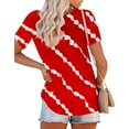 thumbnail image 2 of TIHLMK Womens Shirts Red Fashion Women Twill Button Neckline Short Sleeve Round Neck Casual T-shirt Gift for Womens Tops, 2 of 4