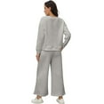 thumbnail image 3 of FIOPHY Womens Fall 2 Piece Outfits Ribbed Knit Lounge Sets Crew Neck Sweatshirts and Drawstring High Waist Pants, 3 of 8