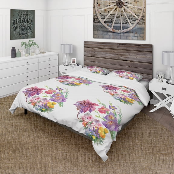 Designart 'Beautiful Floral Texture' Cabin & Lodge Duvet Cover Set