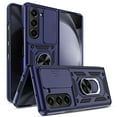 thumbnail image 2 of Elegant Choise Case with Ring Stand and Slide Camera Lens for Samsung Galaxy Z Fold 5 5G, Blue, 2 of 16