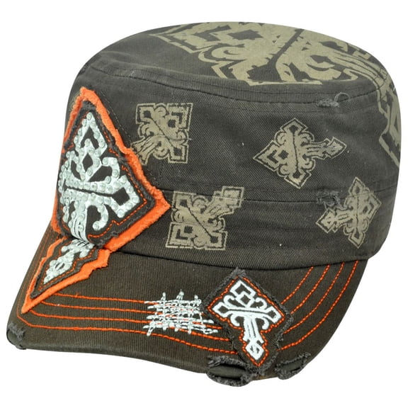 Rhinestone Flex Fit One Size Military Fatigue Gems Women Hat Cap Celtic Cross
