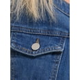 thumbnail image 5 of Women's Denim Jacket Collarless 2026 Cardigan Long Sleeve Jean Jackets M Blue, 5 of 6