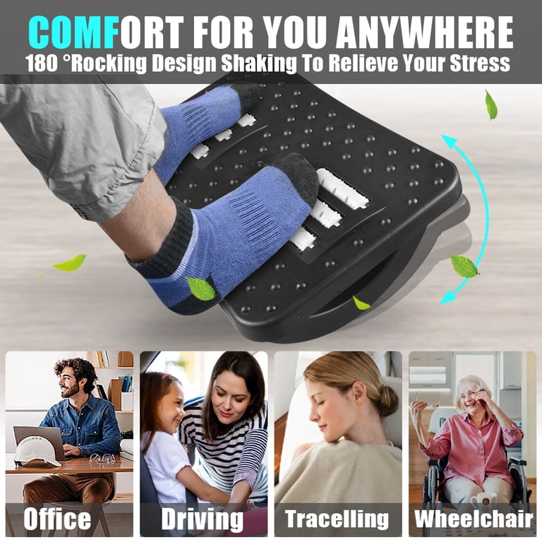 Wooden Under Desk Foot Stool - Ergonomic Rocking Footrest For Office & Home, 15.8 X 11 X 4.3 Inches