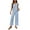 Blue, variant on Women's Two Piece Outfits Sets Square Neck Sleeveless Tank Top Elastic Waist Wide Leg Pants Homewear Summer Vacation Set