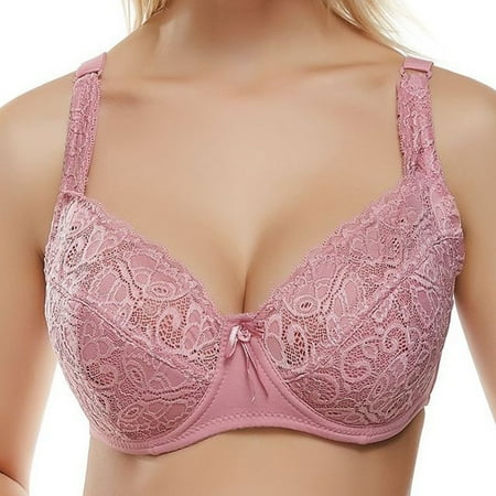 

Lanhui Women Yoga Sports Front Closure Extra-Elastic Breathable Lace Trim Bra Underwear