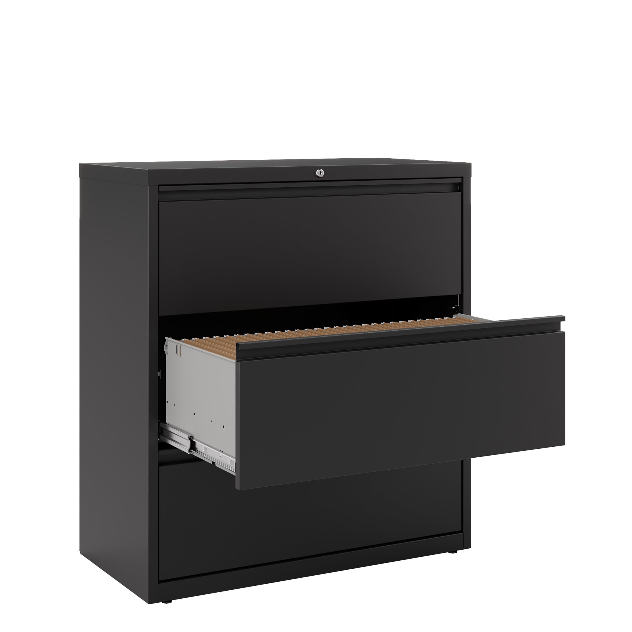 Hirsh 36 Inch Wide 3 Drawer Metal Lateral File Cabinet for Home and Office, Holds Letter, Legal and A4 Hanging Folders, Black