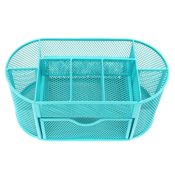 1x Canasta De Almacenaje De Maquillaje Producto De Organización Ordenada De Escritorios Azul