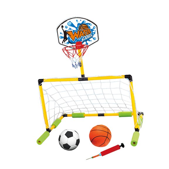 Juego de waterpolo para deportes acuáticos versátil con pelotas y bomba para piscina, flotador de fútbol 56x48x78cm