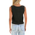 thumbnail image 5 of Vest Tops For Women，Women Knit Vest Top V Neck Sleeveless Cropped Button Up Crochet Going Out Tops Spring Ribbed Tank Black L, 5 of 9