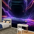thumbnail image 2 of Peel and Stick Wallpaper Neon Nebula Exploring 3D Modern High Empty Space Purple Glowing Light Modern Art Wall Mural Decor Self Adhesive and Removable 100in x 144in, 2 of 8