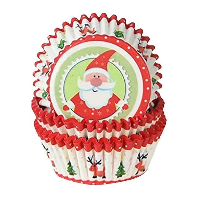 Halloween Decorations Santa Cupcake Iining, Snowman Cupcake Cups, Christmas Colored Paper Baking Cups