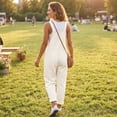 thumbnail image 5 of Textilo Women's Denim Bib Overalls Wide Leg Button Front Jumpsuits with Pockets Adjustable Straps Sleeveless Jean Romper Baggy Casual Y2k Loose Vintage Outfits,White 5XL, 5 of 7