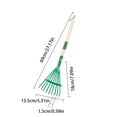 thumbnail image 3 of 1Pcs Leaf Rake, 3 Section Adjustable Handle Lightweight, Wooden Handle Leaf Rake with Metal Tines for Boys & Girls, Kids Garden Rake for Yard Cleaning Activities Use 27.5x5.9 Inch Green, 3 of 8
