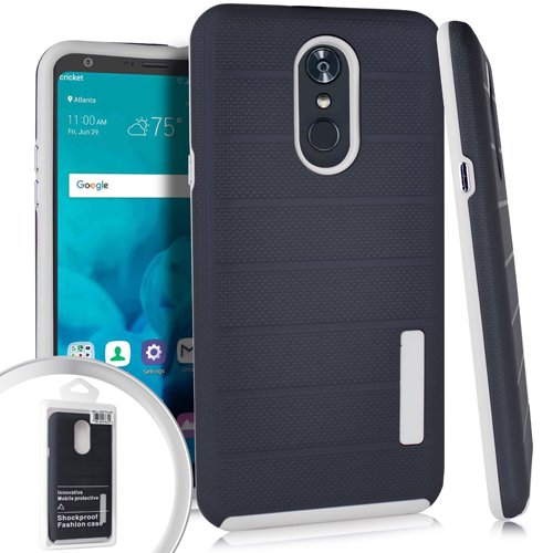 GSA Deluxe Brushed Hybrid Case for LG Stylo 4 - Navy Blue/White