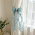 thumbnail image 4 of Lace Bow Curtain Tiebacks, Silky Ribbon Bowknot Curtain Holdbacks for Sheer Curtains, Decorative Curtain Accessories for Bedroom Living Room Wedding Decor (2 Pack, Sky Blue), 4 of 7