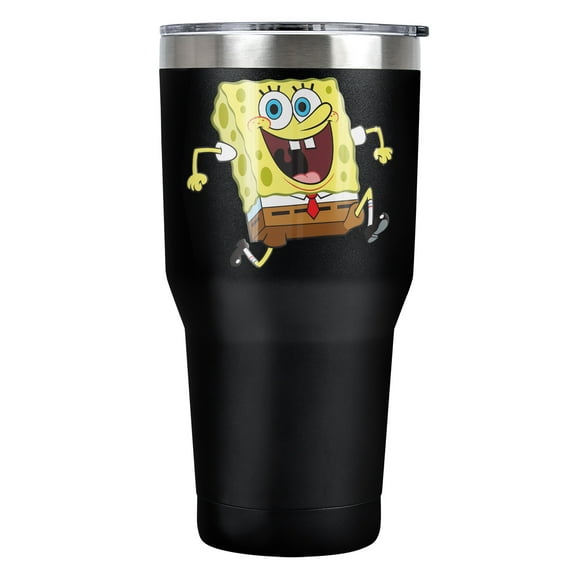 Spongebob Official Running Spongebob 30 oz Travel Tumbler, Stainless Steel, Vacuum Insulated with Leak Resistant Slide-Lock Lid