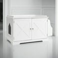 thumbnail image 2 of Pefilos 34" Large Cat Litter Box Enclosure, Wood Hidden Cat House Washroom Furniture for Living Room, Bedroom, Bathroom with Magazine Rack, White, 2 of 8
