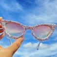 thumbnail image 3 of Fashion Rhinestone Sunglasses Women Pink Crystal Sparkling Diamond Cat Eye Sun Glasses Trendy Retro Party Sunglasses, 3 of 9