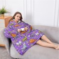 thumbnail image 5 of Oversized Wearable Blanket Hoodie,Halloween Dinosaur Themed Pattern Sherpa Blanket Hoodie with Super Pockets,Super Warm Fuzzy Pullover for Women & Men, 5 of 6