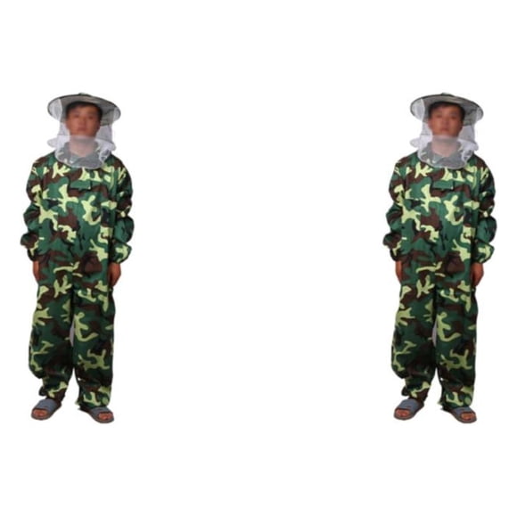 Toystoory Traje de apicultura ligero y duradero, chaqueta ventilada para cualquier apicultor, equipo esencial para apicultor, camuflaje verde XL camuflaje verde XL 2Conjunto