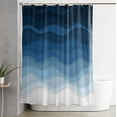 thumbnail image 2 of Shower Curtain, Navy Blue Gradient Summer Ocean Waterproof Shower Curtain Set with Hooks for Bathroom Showers,Stalls and Bathtubs,60x72In Abstract Geometric, 2 of 9