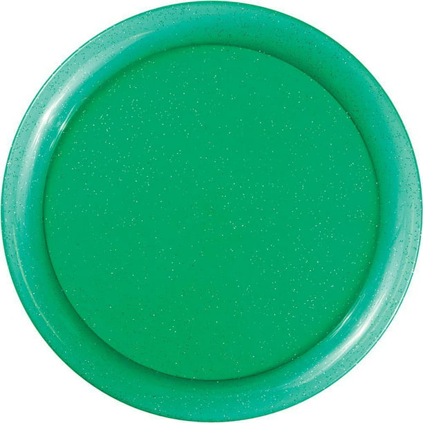 Creative Converting Green Glitter 12 Inch Round Plastic