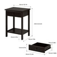 thumbnail image 3 of Homfa Night Stand with Drawer, End Wooden Bedside Table with Storage Shelf for Bedroom Living Room, Set of 2,Dark Brown, 3 of 11