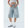 thumbnail image 3 of EMMIOL Women's Summer Trendy Baggy Denim Shorts Y2K Wide Leg Jean Jorts, Knee Length Loose Fit Jean Shorts, 3 of 5