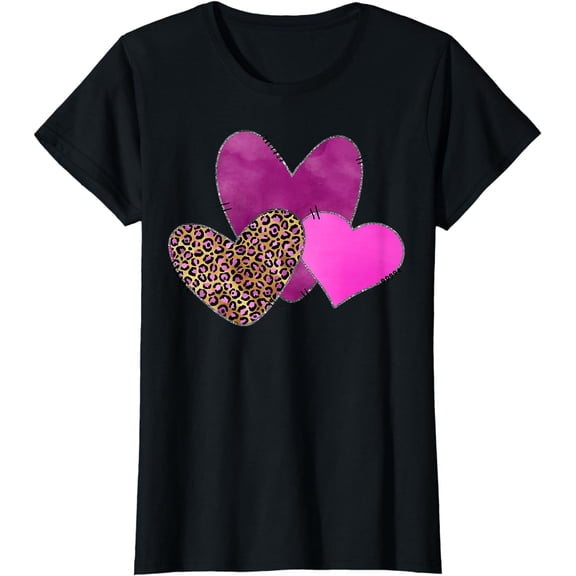 Cute Pink Heart Leopard Pattern Valentine Day Love Pajama T-Shirt