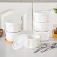 thumbnail image 4 of 6 oz Ramekins with Lid, Porcelain Creme Brulee Souffle Dishes, White Pudding Custard Cups Ramiken for Baking, Dishwasher and Oven Safe, Set of 6, 4 of 8