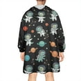 thumbnail image 2 of Wearable Oversized Blanket,Black Cartoon Astronaut Dinosaurs Planets Pattern Wearable Blanket Hoodie for Adults,Cozy Hooded Blankets with Super Pockets,Super Warm Fuzzy Pullover for Women & Men, 2 of 6
